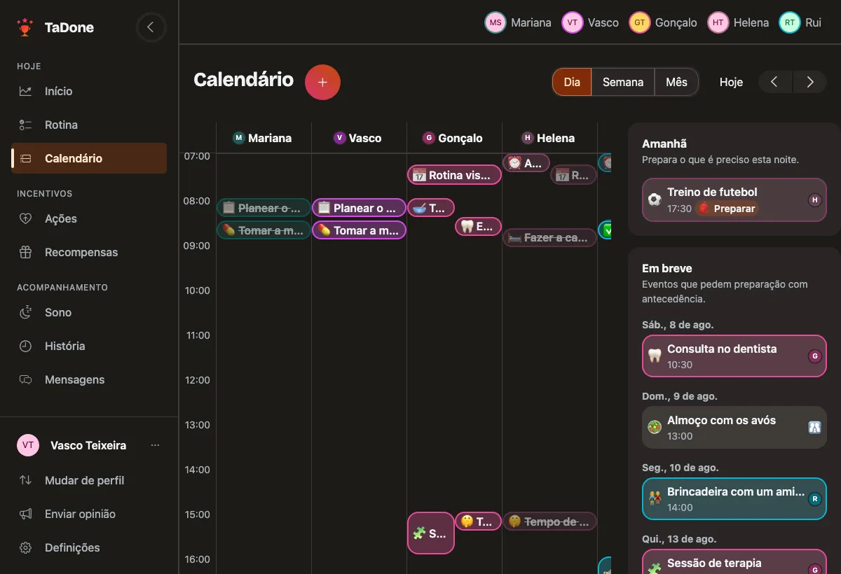 O calendário de família do TaDone: as tarefas, eventos e o que vem aí de todos