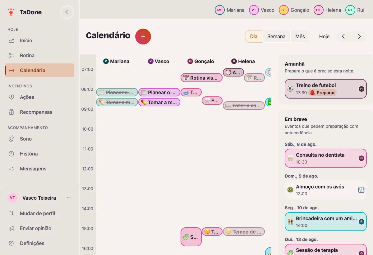 O calendário de família do TaDone: as tarefas, eventos e o que vem aí de todos